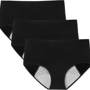 Women's High Absorbency Period Cotton Underwear Heavy Flow Leakproof Panties(Regular&Plus Size)