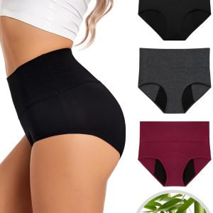Bamboo Period Underwear for Women Heavy Flow High Waist Postpartum Underwear Menstrual Leakproof Period Panties