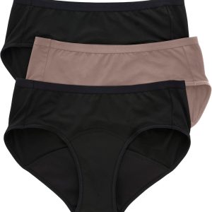 Comfort, Women's Period Underwear, Moderate Leaks Protection, Washable Hipster Panties, 3-Pack